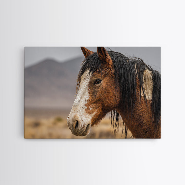 Wild Horse Portrait Framed Canvas Print, Wall Art, Abstract Wall Art, Living Room Decor, Fine Art, Contemporary Art, WAL-3x2-41