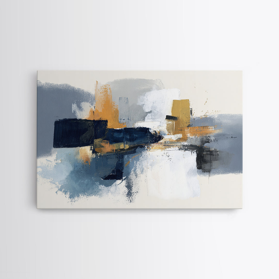 Statement Abstract with Bold Layered Brushwork Framed Canvas Print, Wall Art, Prints Wall Art, Living Room Decor, Fine Art, WAL-3x2-5