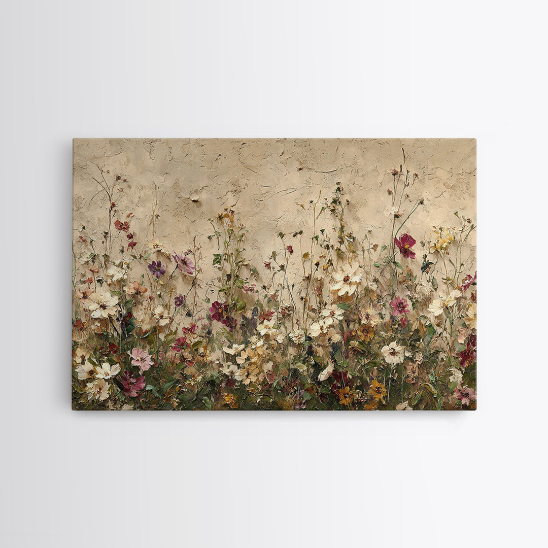 Impressionist Meadow of Wildflowers Framed Canvas Print, Wall Art, Gallery Decor, Living Room Decor, Fine Art, WAL-3x2-69