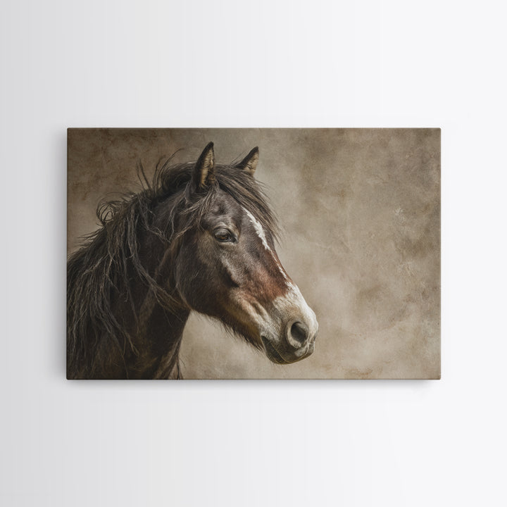 Wild Horse Portrait Canvas Print, Wall Art, Boho Decor, Living Room Decor, Fine Art, Painting, Art Print, Heart, WAL-3x2-89