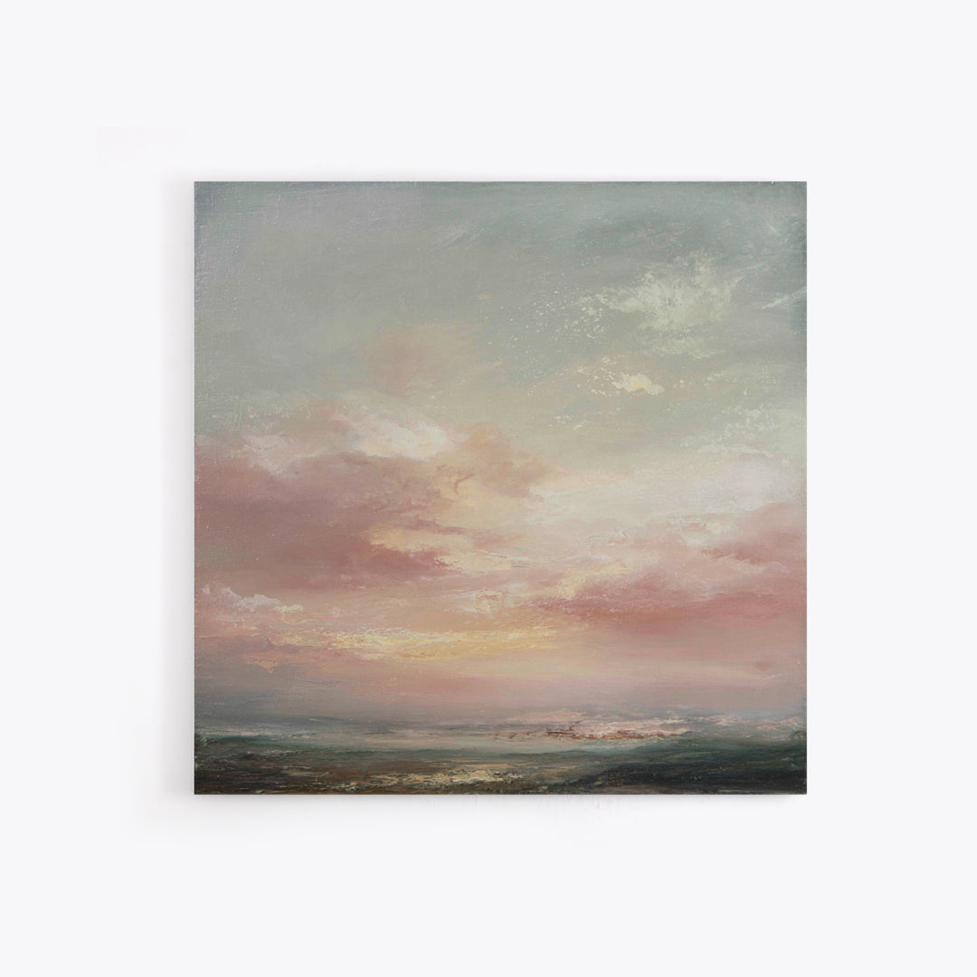 Blush Cloudscape with Dreamy Atmosphere Canvas Print, Wedding Art, Custom Painting, Living Room Decor, Oil Painting, Romance, WED-1x1-15