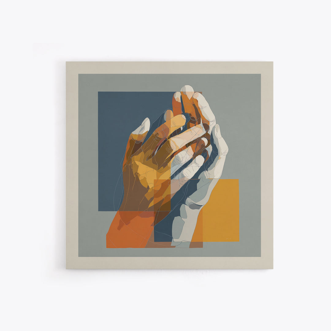 Hands Nearly Touching Framed Canvas Print, Wedding Art, Jewish Art, Living Room Decor, Abstract Art, Romance, WED-1x1-16