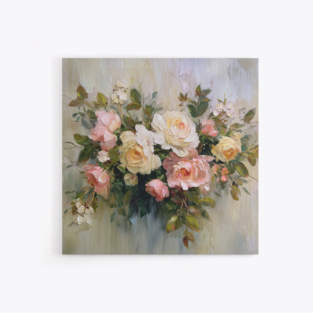 Classic Church Bells and Flowers Without Interior Canvas Print, Wedding Art, Custom Wedding Gift, Living Room Decor, Romance, WED-1x1-18