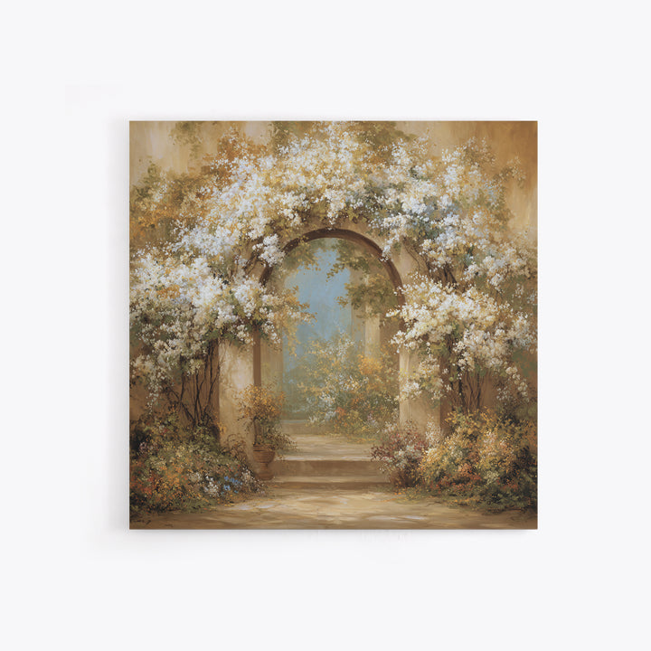 Romantic Garden Arch Covered Framed Canvas Print, Wedding Art, Beach Wedding, Living Room Decor, Romance, Modern Decor, WED-1x1-34
