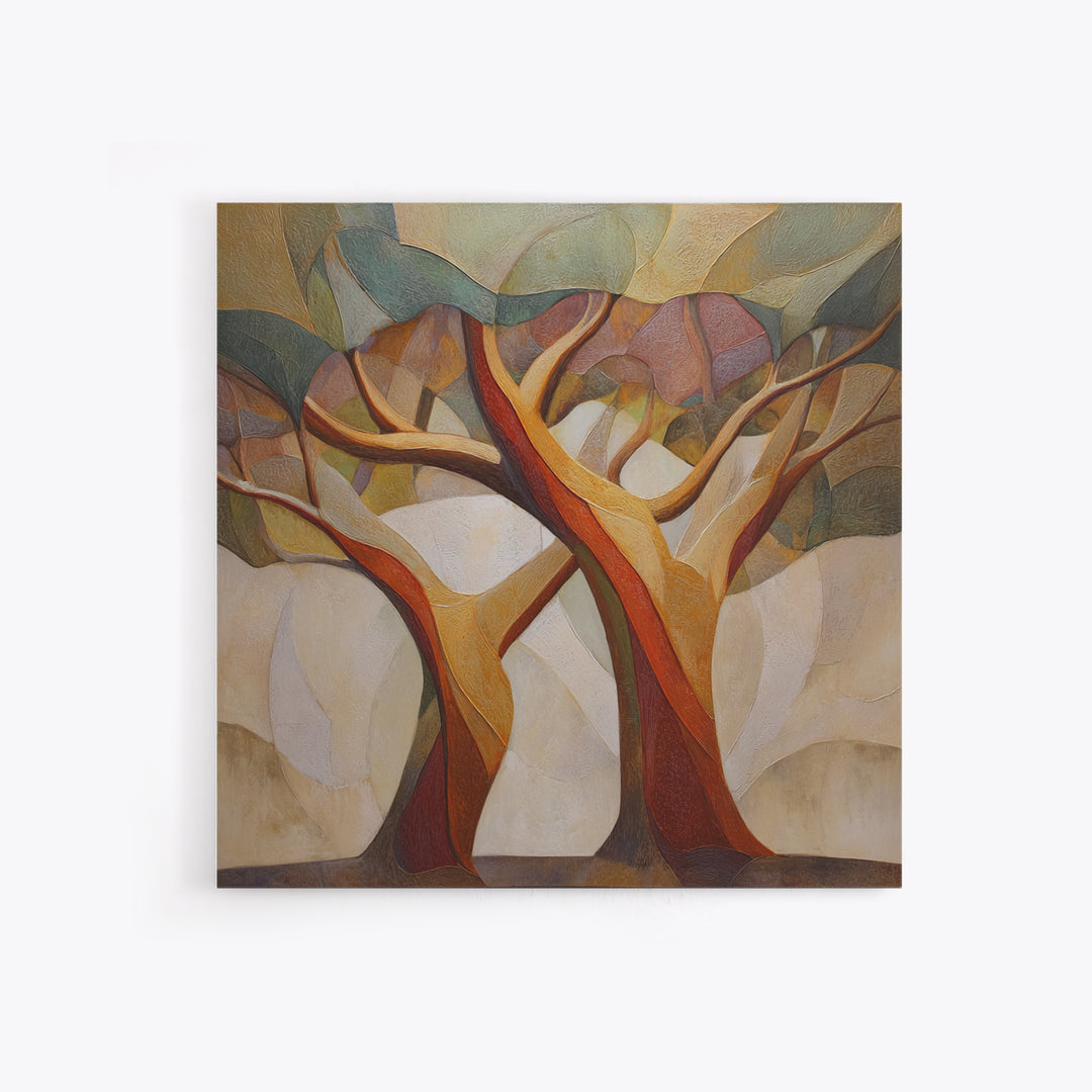 Two Intertwined Trees as Symbolic Artwork Framed Canvas Print, Wedding Art, Custom Wedding Gift, Living Room Decor, Romance, WED-1x1-47