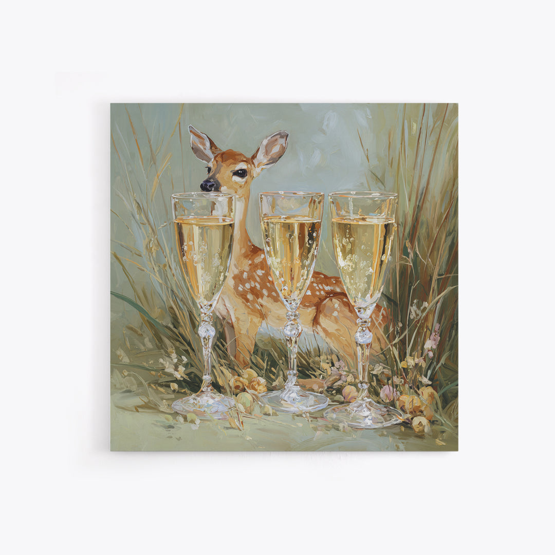 Champagne Glasses with Delicate Sparkle Framed Canvas Print, Wedding Art, Jewish Art, Living Room Decor, Watercolor Art, WED-1x1-6