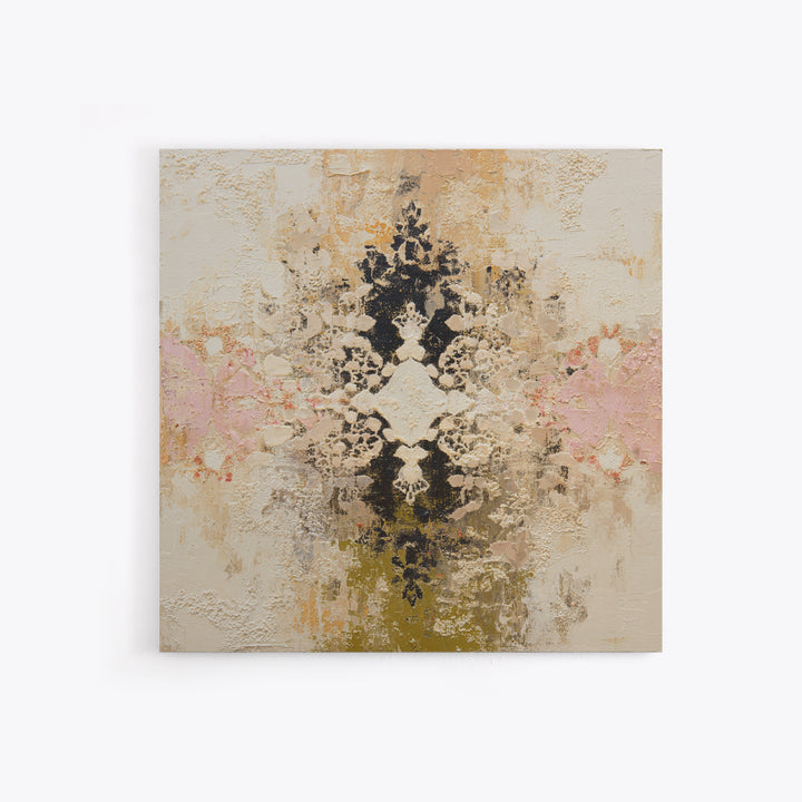 Lace Pattern Ivory Abstraction Framed Canvas Print, Wedding Art, Wedding Poster, Living Room Decor, Abstract Art, Romance, WED-1x1-67