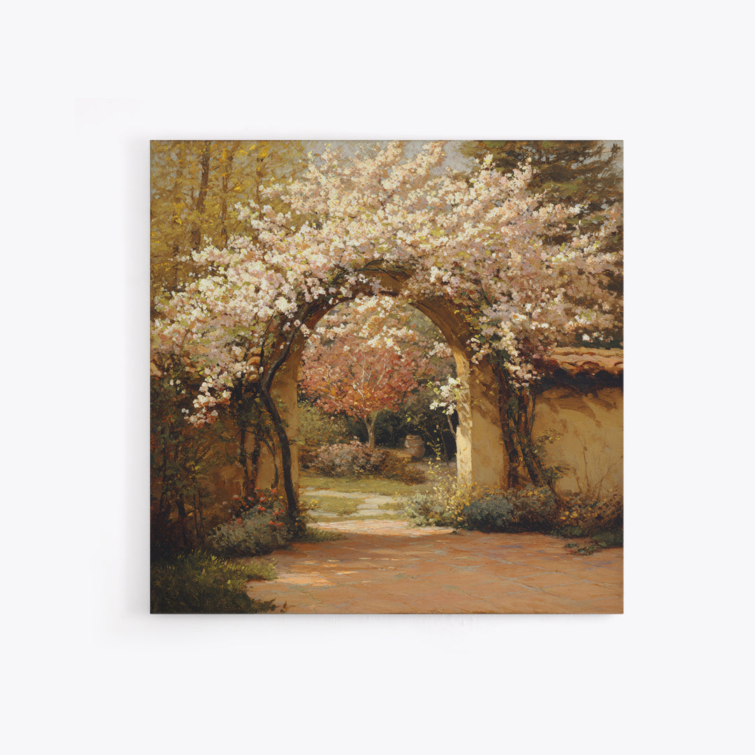 Romantic Garden Arch Covered Canvas Print, Wedding Art, Personalized Wedding, Living Room Decor, Fine Art, Romance, WED-1x1-82