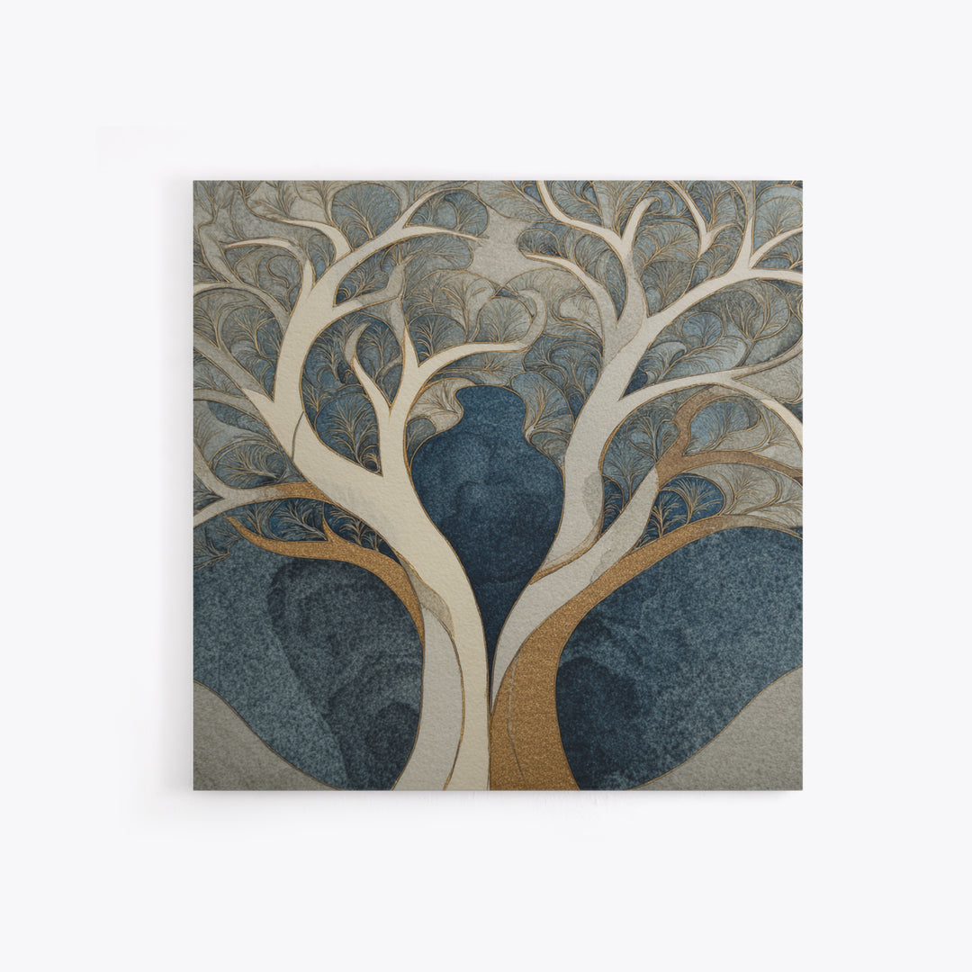 Two Intertwined Trees as Symbolic Artwork Canvas Print, Wedding Art, Wedding Stationery, Living Room Decor, Fine Art, Romance, WED-1x1-95