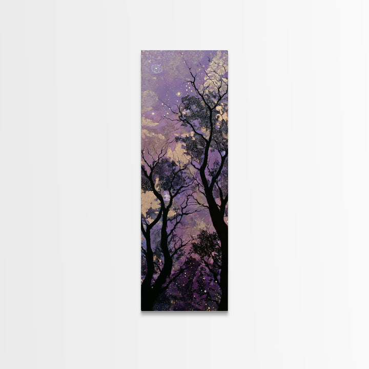 Couple Silhouette Beneath Moonlit Trees Canvas Print, Wedding Art, Neutral Decor, Living Room Decor, Fine Art, Romance, WED-1x3-17