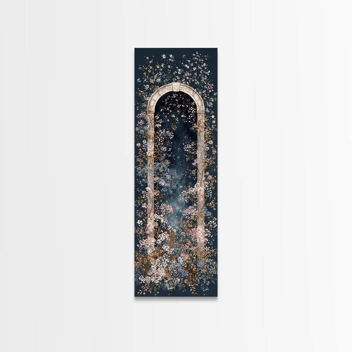 Romantic Garden Arch Covered Framed Canvas Print, Wedding Art, Wedding Reception, Living Room Decor, Watercolor Art, Romance, WED-1x3-46