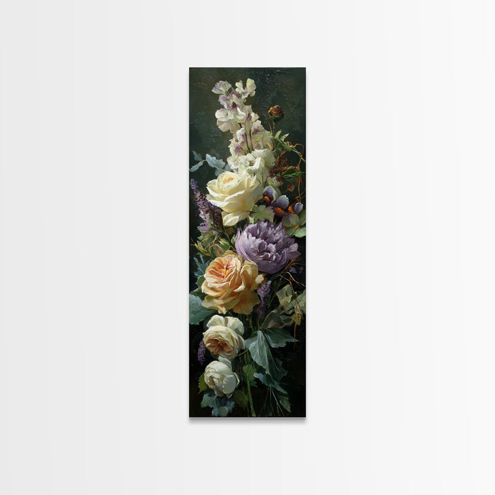 Romantic Candle and Floral Still Life Framed Canvas Print, Wedding Art, Unique Wedding Gift, Living Room Decor, Romance, WED-1x3-58