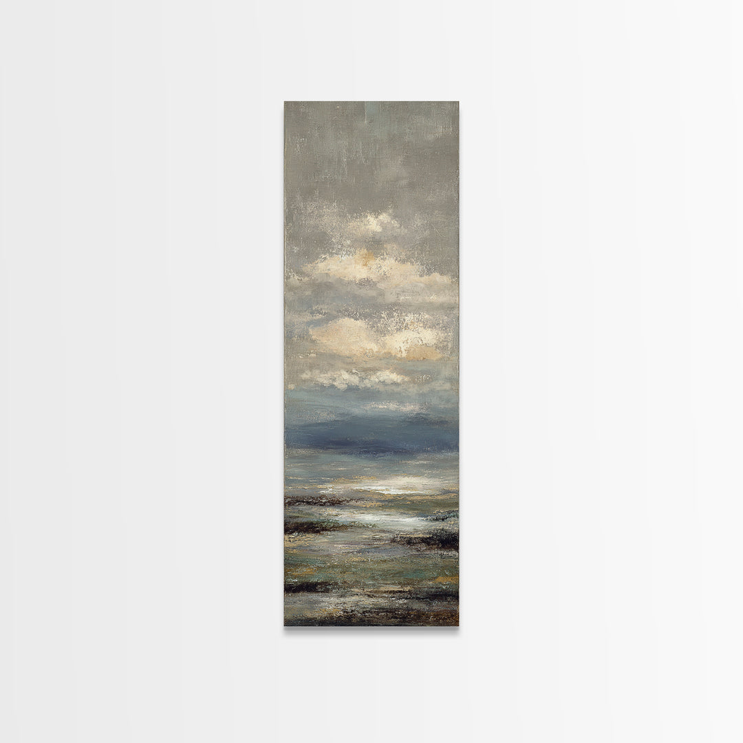 Blush Cloudscape with Dreamy Atmosphere Framed Canvas Print, Wedding Art, Custom Painting, Living Room Decor, Fine Art, Romance, WED-1x3-75