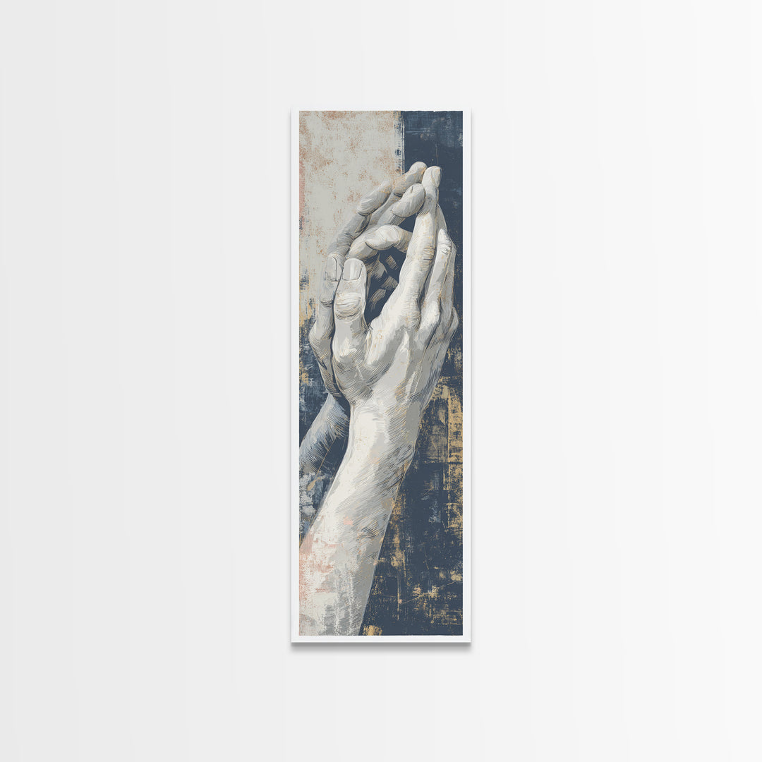 Hands Nearly Touching Framed Canvas Print, Wedding Art, Custom Portrait, Living Room Decor, Romance, Wedding Decoration, WED-1x3-76