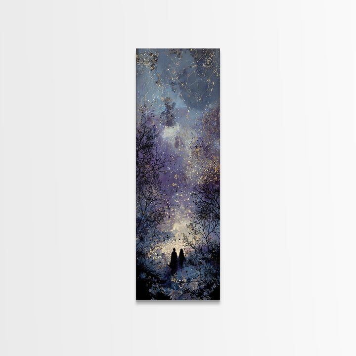 Couple Silhouette Beneath Moonlit Trees Canvas Print, Wedding Art, Custom Wedding Gift, Living Room Decor, Fine Art, Romance, WED-1x3-89