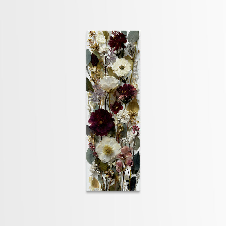 Pressed Flowers from a Wedding Bouquet Framed Canvas Print, Wedding Art, Wedding Decor, Living Room Decor, Fine Art, Romance, WED-1x3-92