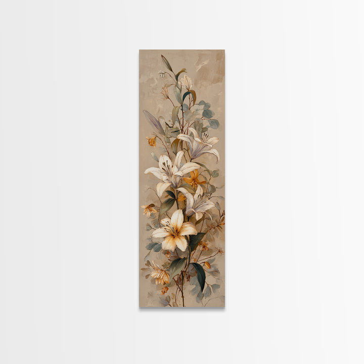 White Lilies and Eucalyptus Arrangement Canvas Print, Wedding Art, Fine Art Print, Living Room Decor, Fine Art, Romance, WED-1x3-93
