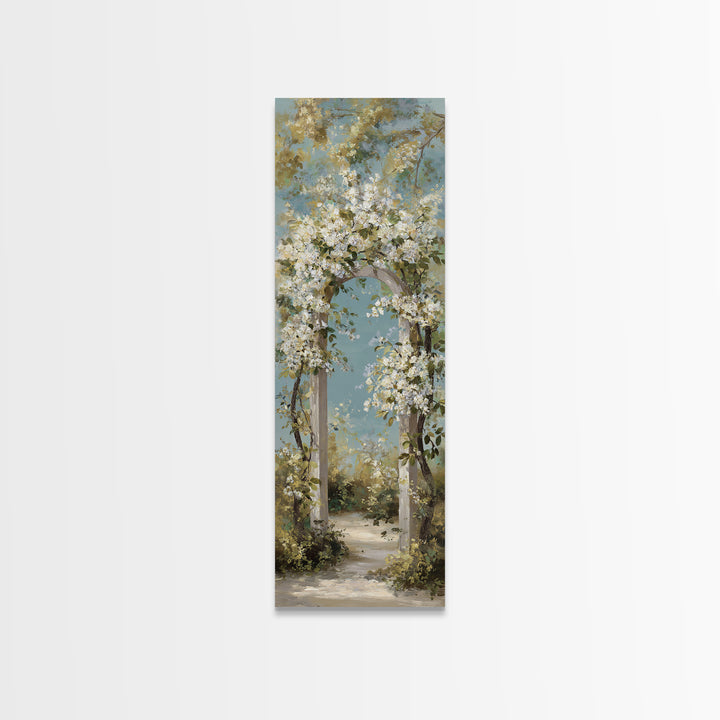 Romantic Garden Arch Covered Canvas Print, Wedding Art, Wedding Poster, Living Room Decor, Watercolor Art, Romance, WED-1x3-94