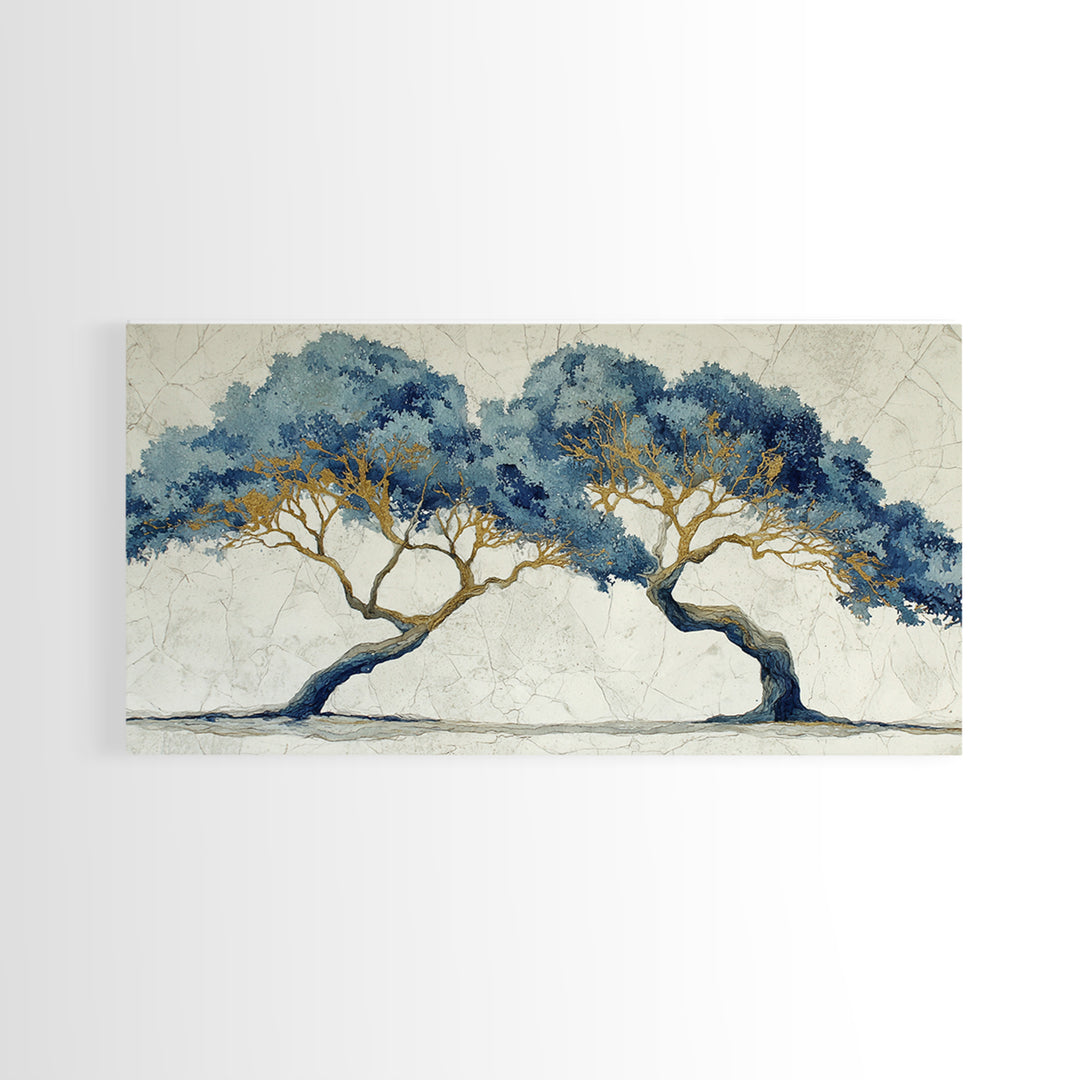 Two Intertwined Trees as Symbolic Artwork Framed Canvas Print, Wedding Art, Custom Wedding, Living Room Decor, Romance, WED-2x1-67