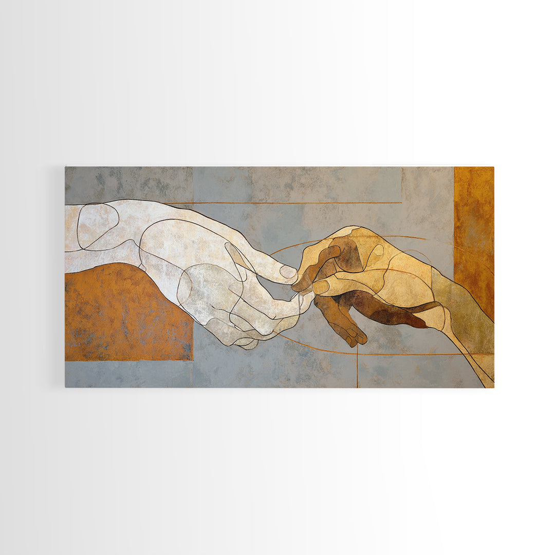 Hands Nearly Touching Framed Canvas Print, Wedding Art, Wedding Decoration, Living Room Decor, Abstract Art, Romance, WED-2x1-84