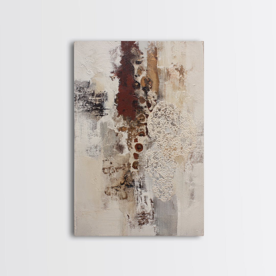 Lace Pattern Ivory Abstraction Framed Canvas Print, Wedding Art, Downloadable Art, Living Room Decor, Abstract Art, Romance, WED-2x3-3