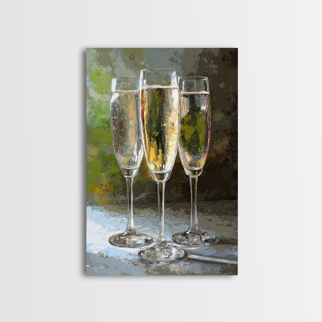 Champagne Glasses with Delicate Sparkle Framed Canvas Print, Wedding Art, Luxury Decor, Living Room Decor, Fine Art, Romance, WED-2x3-38