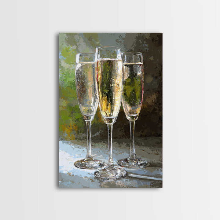 Champagne Glasses with Delicate Sparkle Framed Canvas Print, Wedding Art, Luxury Decor, Living Room Decor, Fine Art, Romance, WED-2x3-38