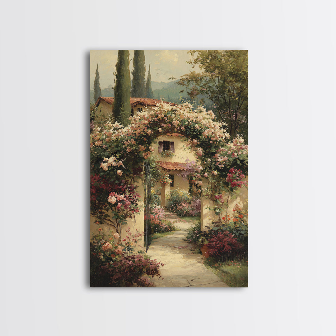 Romantic Garden Arch Covered Framed Canvas Print, Wedding Art, Modern Decor, Living Room Decor, Fine Art, Romance, Wedding Gift, WED-2x3-42