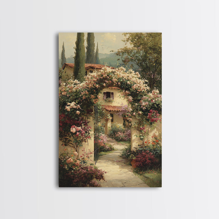 Romantic Garden Arch Covered Framed Canvas Print, Wedding Art, Modern Decor, Living Room Decor, Fine Art, Romance, Wedding Gift, WED-2x3-42