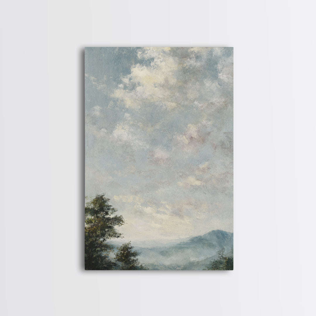 Blush Cloudscape with Dreamy Atmosphere Framed Canvas Print, Wedding Art, Neutral Decor, Living Room Decor, Abstract Art, WED-2x3-47