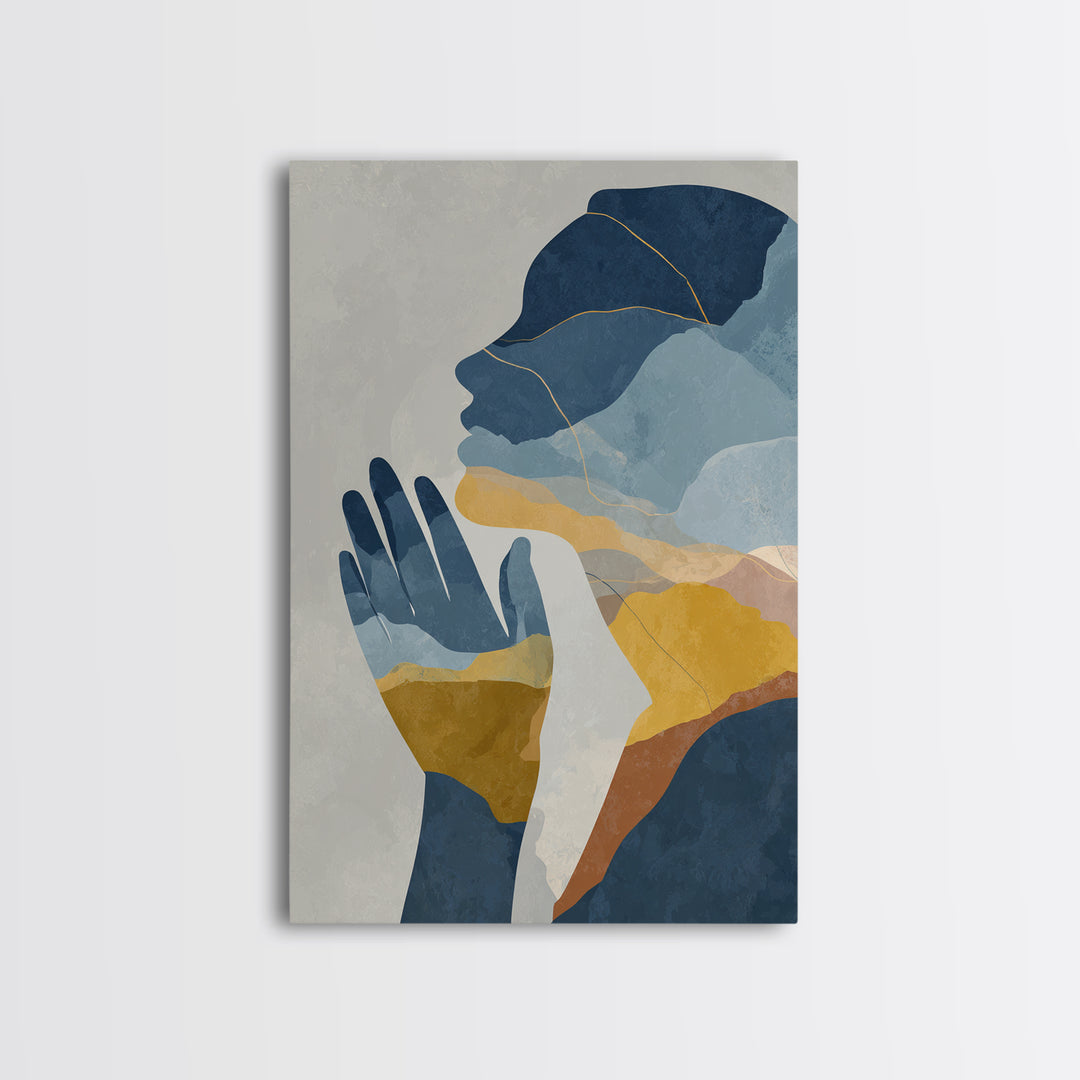 Hands Nearly Touching Framed Canvas Print, Wedding Art, Wedding Painting, Living Room Decor, Abstract Art, Romance, WED-2x3-48