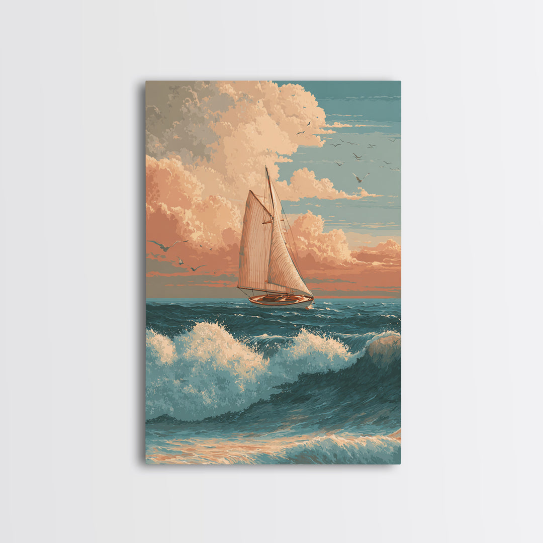 Honeymoon Coastal Sunset Canvas Print, Wedding Art, Minimalist Decor, Living Room Decor, Fine Art, Romance, Custom Painting, WED-2x3-49