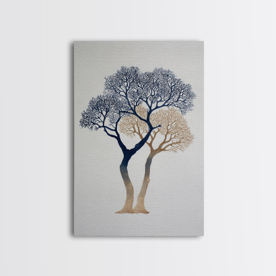 Two Intertwined Trees as Symbolic Artwork Framed Canvas Print, Wedding Art, Wedding Stationery, Living Room Decor, Romance, WED-2x3-55