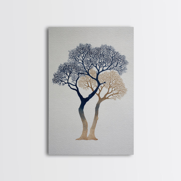 Two Intertwined Trees as Symbolic Artwork Framed Canvas Print, Wedding Art, Wedding Stationery, Living Room Decor, Romance, WED-2x3-55