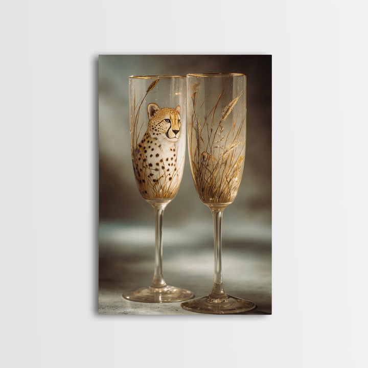 Champagne Glasses with Delicate Sparkle Canvas Print, Wedding Art, Art, Living Room Decor, Abstract Art, Romance, WED-2x3-62