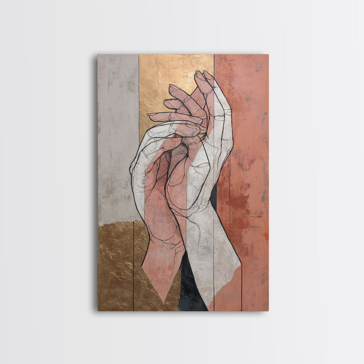 Hands Nearly Touching Canvas Print, Wedding Art, Wall Decor, Living Room Decor, Fine Art, Romance, Wedding Gift, Wedding Dress, WED-2x3-72