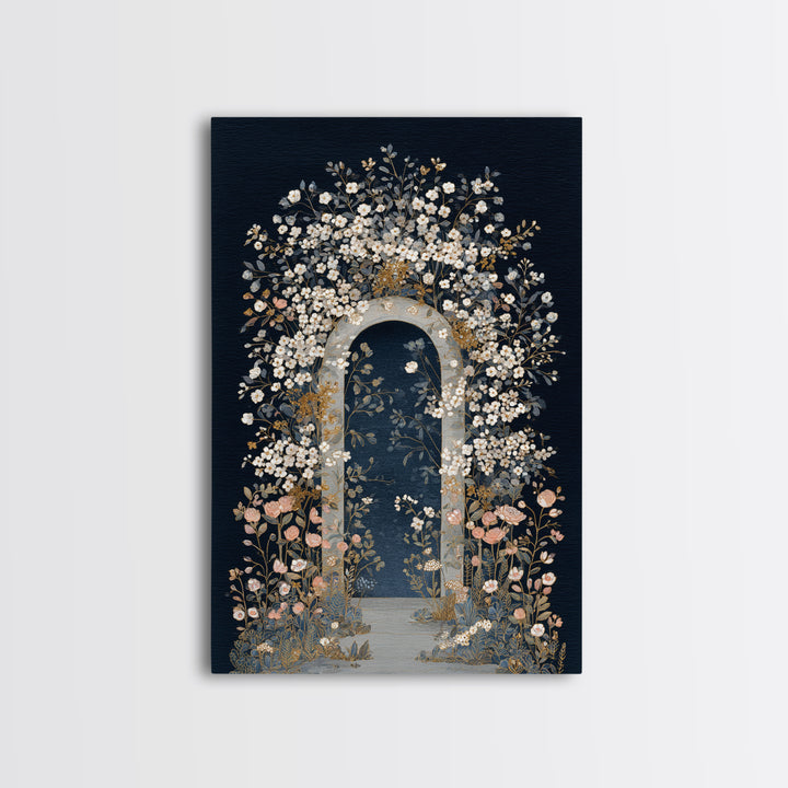 Romantic Garden Arch Covered Framed Canvas Print, Wedding Art, Wedding, Living Room Decor, Oil Painting, Romance, WED-2x3-90