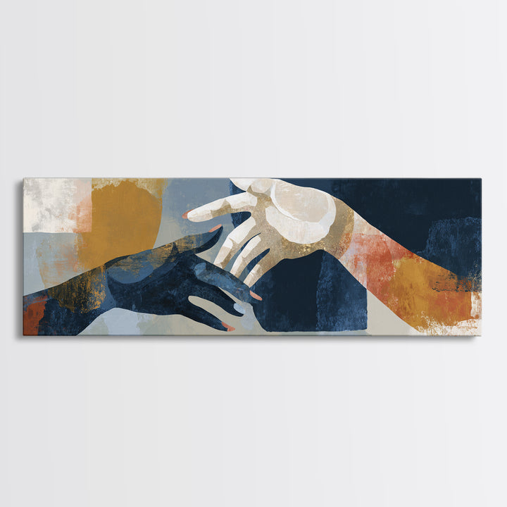 Hands Nearly Touching Framed Canvas Print, Wedding Art, Personalized Wedding, Living Room Decor, Abstract Art, Romance, WED-3x1-32