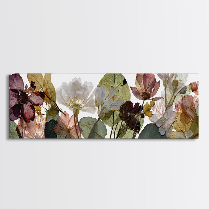 Pressed Flowers from a Wedding Bouquet Canvas Print, Wedding Art, Boho Decor, Living Room Decor, Fine Art, Romance, Art Print, WED-3x1-48