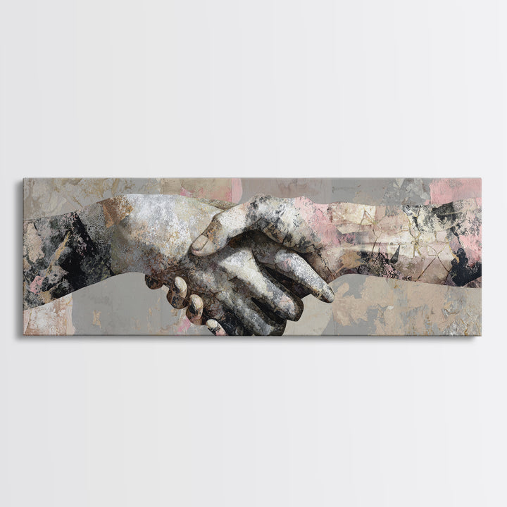 Hands Nearly Touching Canvas Print, Wedding Art, Art, Living Room Decor, Abstract Art, Romance, Custom Wedding Gift, WED-3x1-80