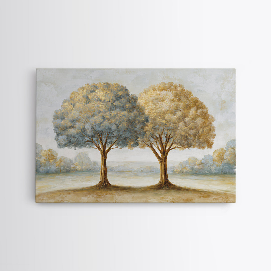 Two Intertwined Trees as Symbolic Artwork Canvas Print, Wedding Art, Wedding Gift, Living Room Decor, Fine Art, Romance, WED-3x2-3