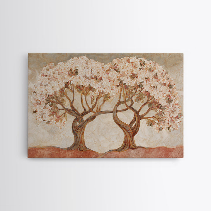 Two Intertwined Trees as Symbolic Artwork Canvas Print, Wedding Art, Wedding Guestbook, Living Room Decor, Fine Art, Romance, WED-3x2-51