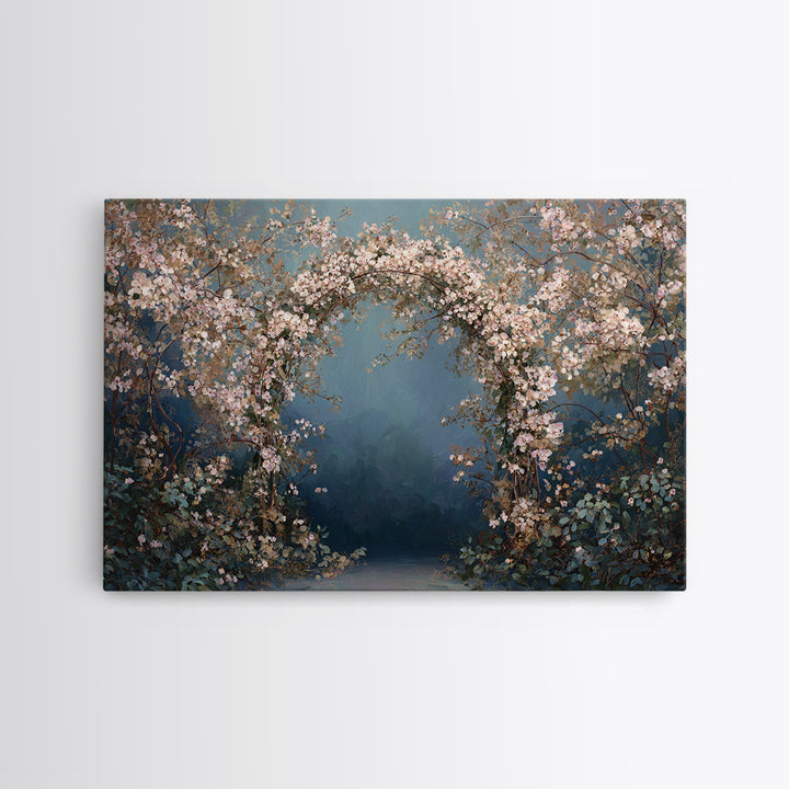 Romantic Garden Arch Covered Canvas Print, Wedding Art, Wedding Sign, Living Room Decor, Watercolor Art, Romance, WED-3x2-62