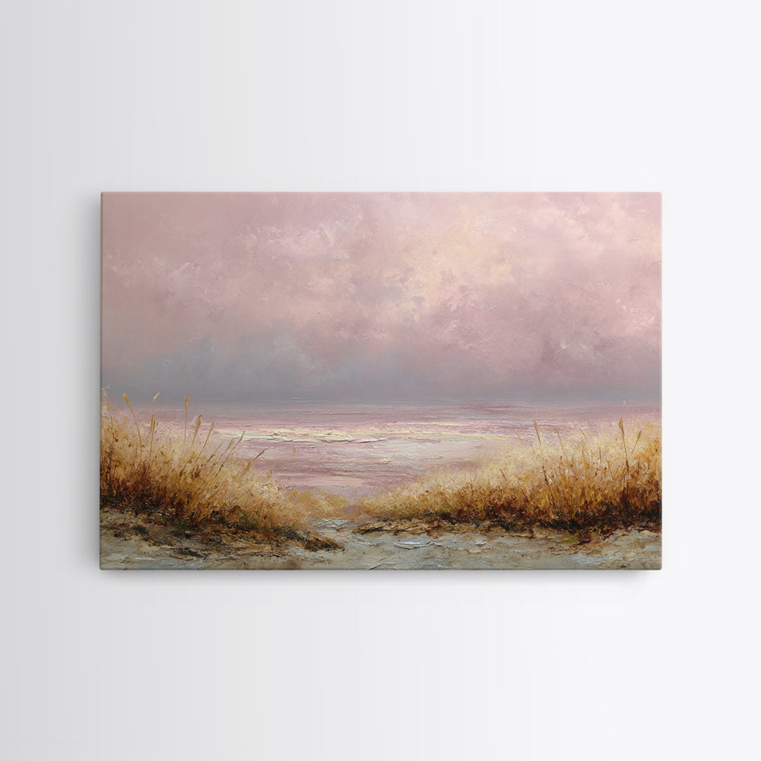 Blush Cloudscape with Dreamy Atmosphere Canvas Print, Wedding Art, Wedding Poster, Living Room Decor, Watercolor Art, Romance, WED-3x2-67