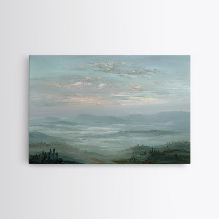 Blush Cloudscape with Dreamy Atmosphere Framed Canvas Print, Wedding Art, Modern Decor, Living Room Decor, Oil Painting, WED-3x2-91