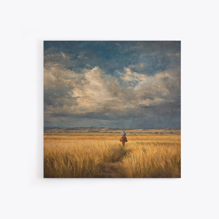 Golden Wheat Field Framed Canvas Print, Western Art, Printable Wall Art, Southwestern Decor, Frontier, Downloadable Art, WES-1x1-96