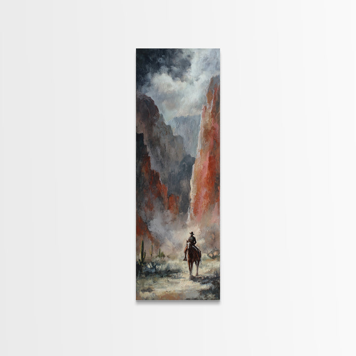 Cactus and Red Rock Canyon Landscape Canvas Print, Western Art, Art, Southwestern Decor, Fine Art, Frontier, Western Wall Art, WES-1x3-17