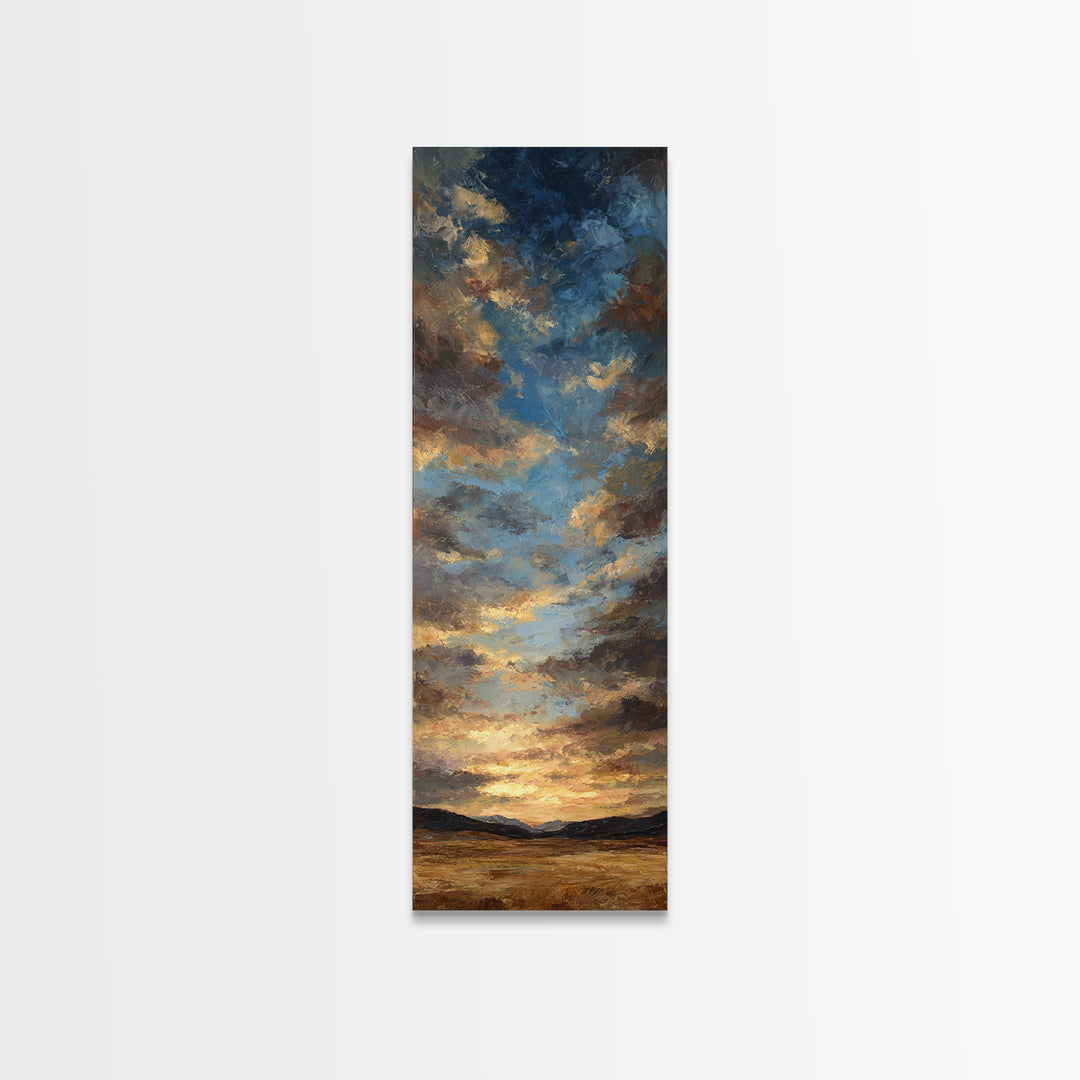 Cowboy Campfire under Starry Sky Framed Canvas Print, Western Art, Fine Art Print, Southwestern Decor, Fine Art, Frontier, WES-1x3-50