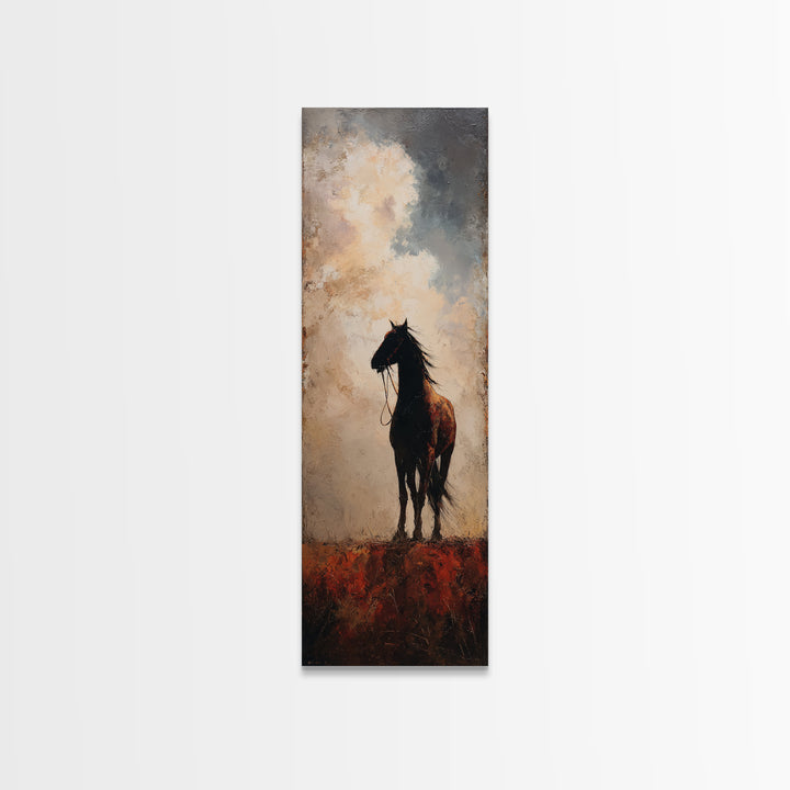 Buffalo Silhouette Beneath Enormous Sky Framed Canvas Print, Western Art, Western Prints, Southwestern Decor, Frontier, WES-1x3-92