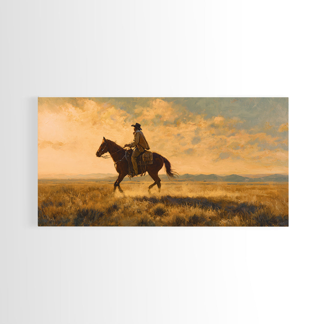 Train Crossing Western Plains Framed Canvas Print, Western Art, Original Art, Southwestern Decor, Fine Art, Frontier, WES-2x1-43